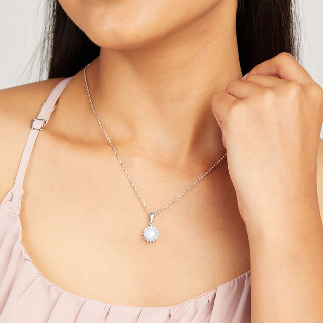 Serene Pearl Silver Pendant & Chain,,hi-res image number null