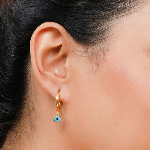 Mamma Mia 14KT Yellow Gold Evil Eye Hoop Earrings