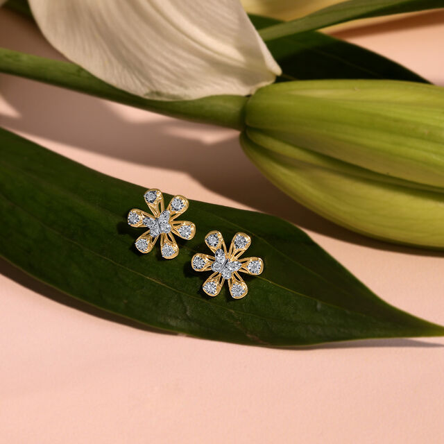 Floral Flutter Diamond Stud Earrings,,hi-res image number null