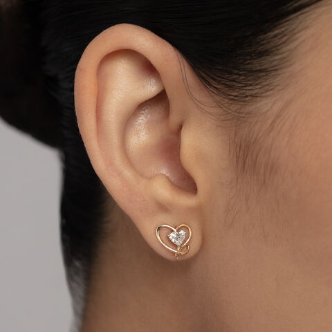 Enchanted Heart 14 kt Gold & Diamond Stud Earrings