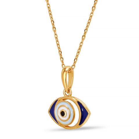 14KT Yellow Gold Negative Space Evil Eye Pendant