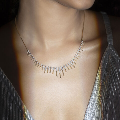 Retro Chic Gold & Diamond Necklace