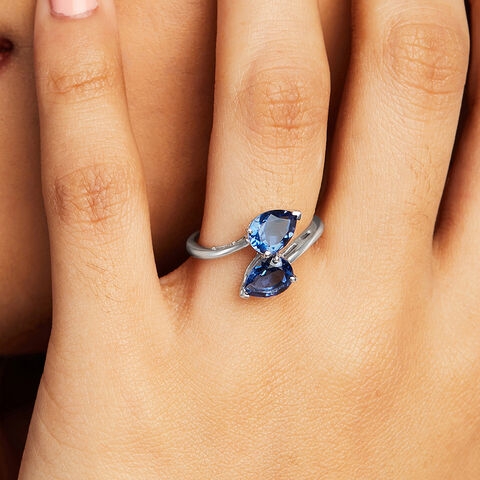 Electric Blue Silver Finger Ring