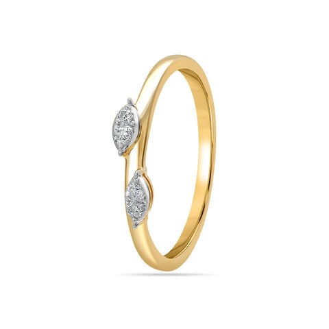 14KT Yellow Gold Minimalist Greenery Diamond Finger Ring