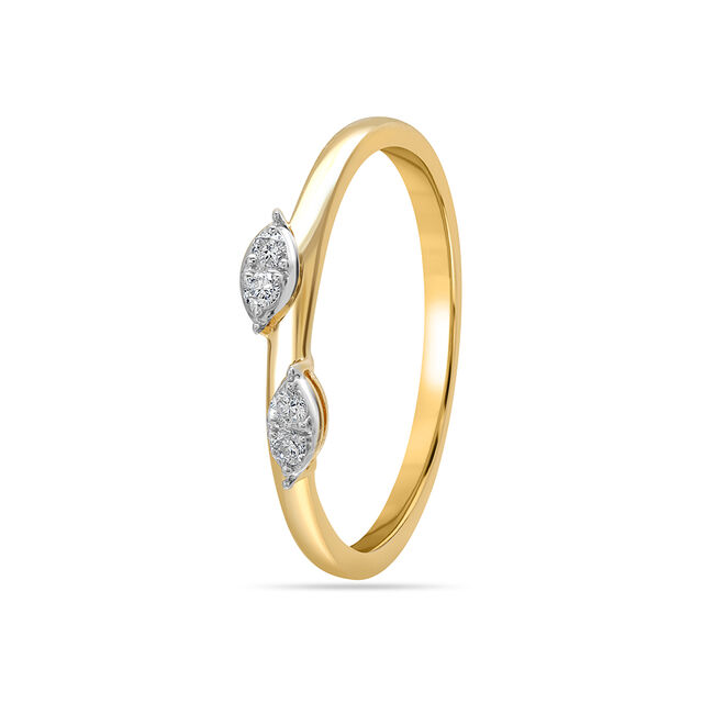 14KT Yellow Gold Minimalist Greenery Diamond Finger Ring,,hi-res image number null