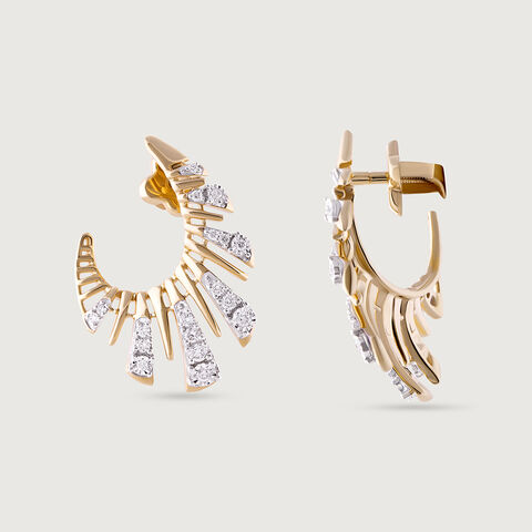Laser Glam Gold & Diamond Stud Earrings