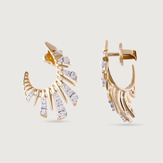 Laser Glam Gold & Diamond Stud Earrings,,hi-res image number null