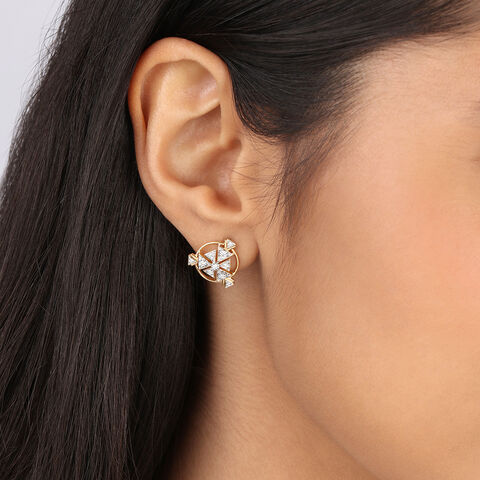 Shimmering Skyline Cluster 14KT Diamond Stud Earrings