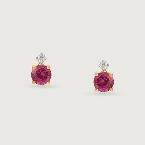 Pink Garnet Passion 14KT Gold & Diamond Stud Earrings