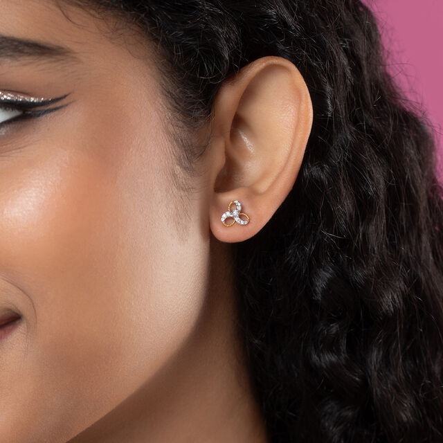 Bold Glimmer Gold & Diamond Stud Earrings,,hi-res image number null