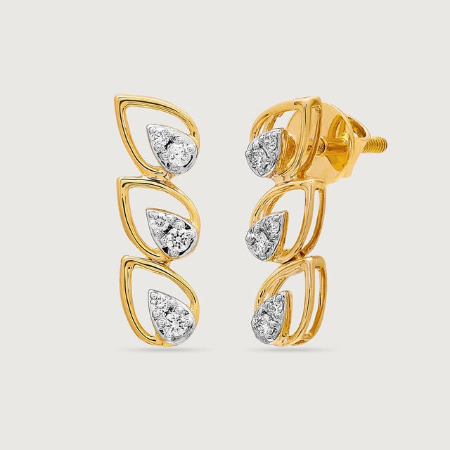 Teardrop Chic 14 Kt Gold and Diamond Drop Earrings,,hi-res image number null