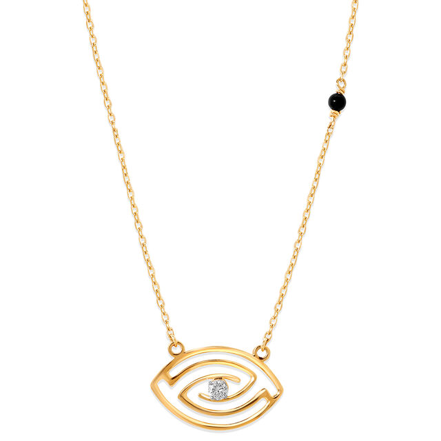 14KT Yellow Gold Labyrinth Evil Eye Necklace,,hi-res image number null