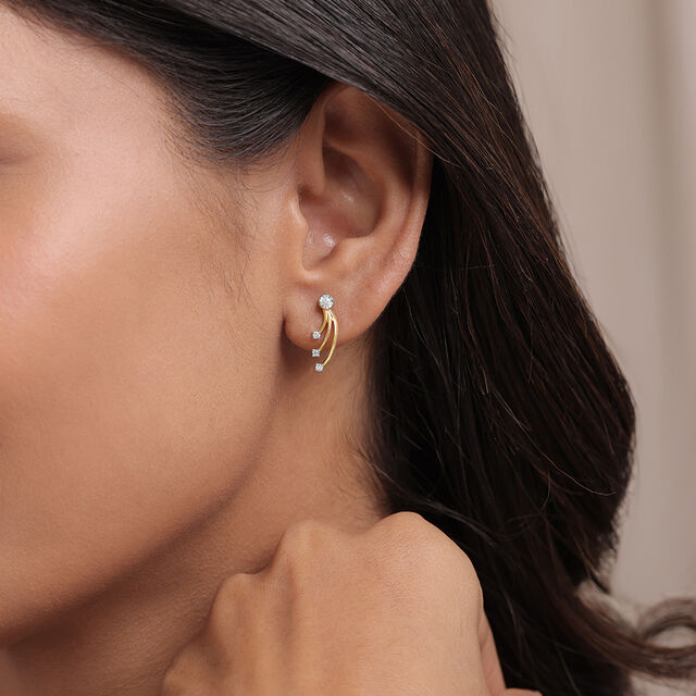 Cosmic Glam 14 Kt Gold and Diamond Stud Earrings,,hi-res image number null