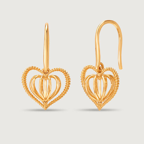 Dangling Hearts 14KT  Gold Hoop Earring for her