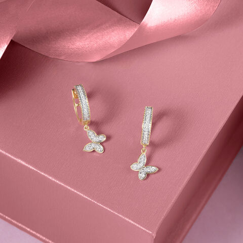 Butterfly Bliss Gold & Diamond Hoop Earrings