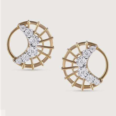 Basketry Glam Gold and Diamond Stud Earrings