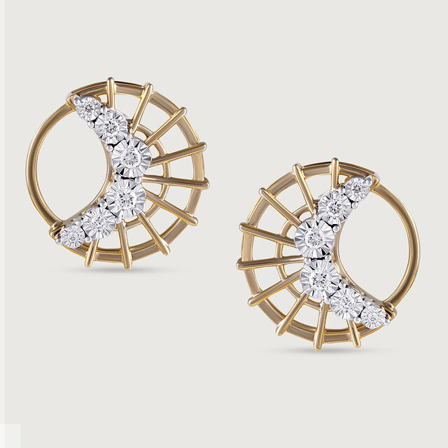 Basketry Glam Gold and Diamond Stud Earrings,,hi-res image number null