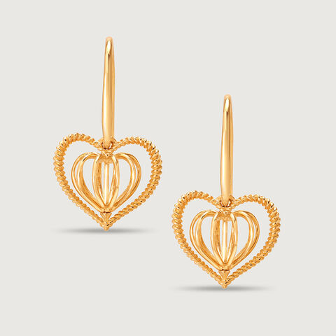 Dangling Hearts 14KT Gold Hoop Earring for her