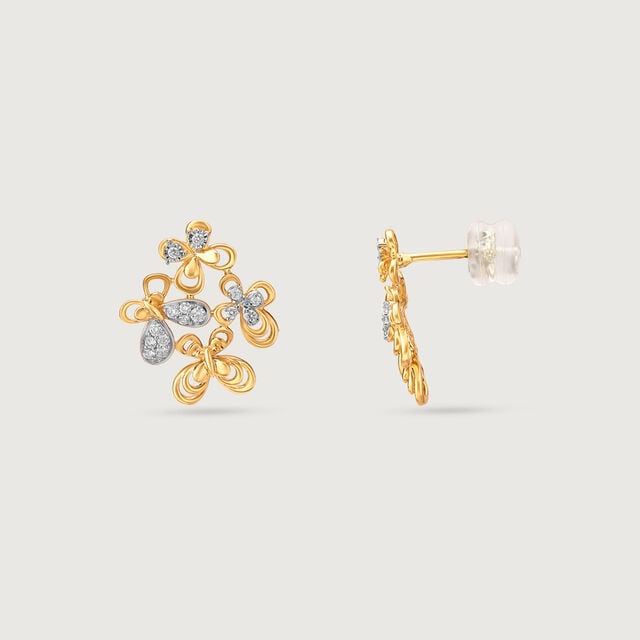 Butterfly Garden Diamond Stud Earrings,,hi-res image number null
