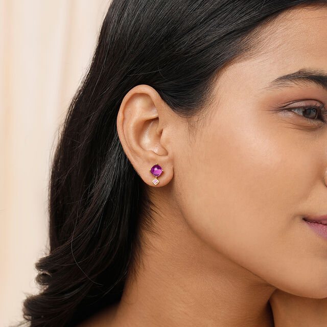 Purple Haze 14KT Amethyst Stud Earrings,,hi-res image number null