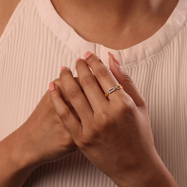 Stellar Link 18KT Gold & Diamond Finger Ring,,hi-res image number null