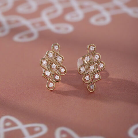 Kollam Wander Gold and Diamond Stud Earrings