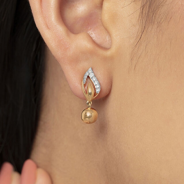 Subtle Glamour Gold & Diamond Drop Earrings,,hi-res image number null