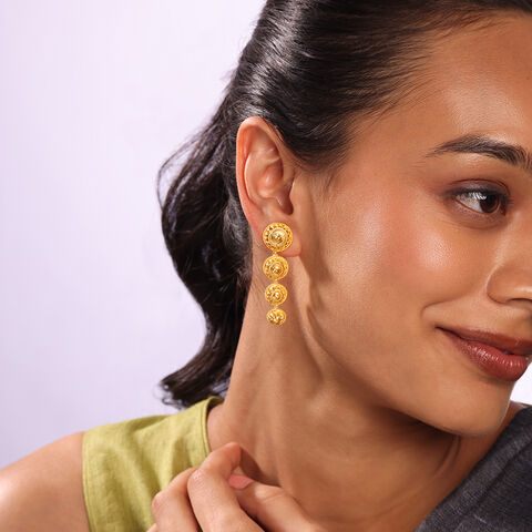 Enchanting Warli 22KT Gold Drop Earrings