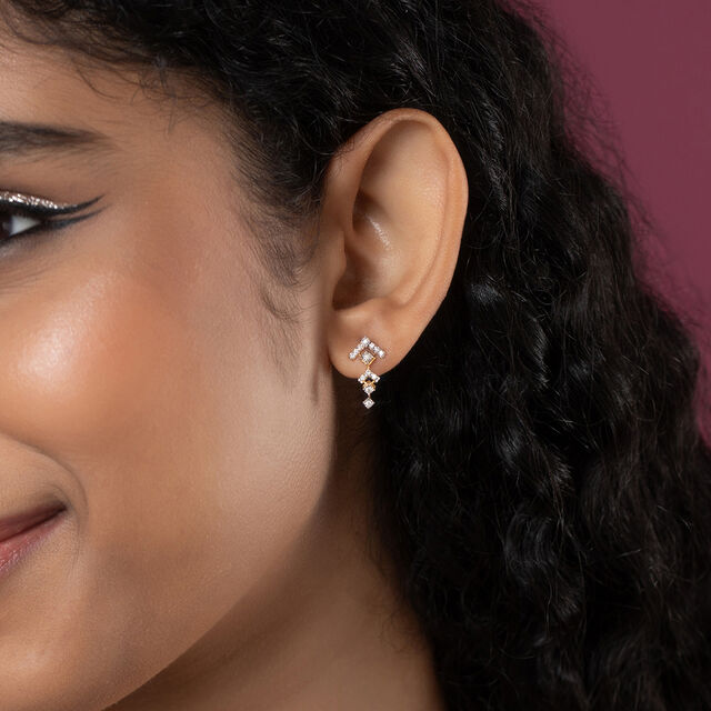 Electric Vibes Gold & Diamond Drop Earrings,,hi-res image number null