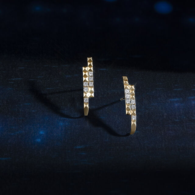 Sequin Glow Gold & Diamond Stud Earrings,,hi-res image number null
