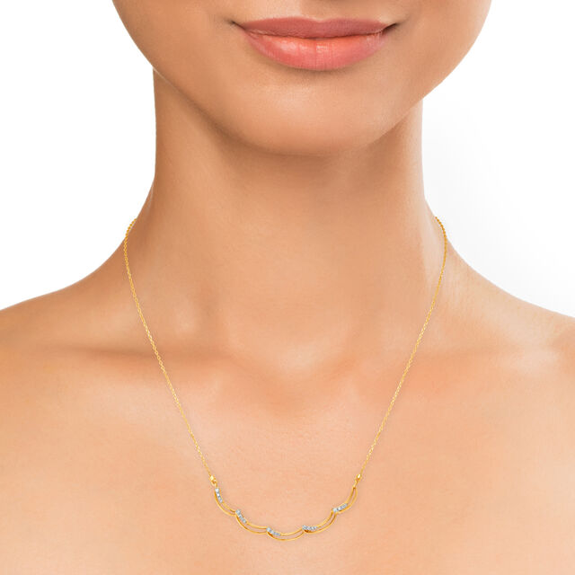 14kt Yellow Gold Stylish Diamond Necklace,,hi-res image number null