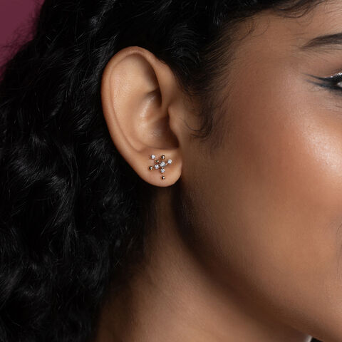 Groovy Glow Gold & Diamond Stud Earrings