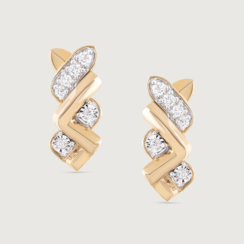 Basketry Spark Gold and Diamond Stud Earrings