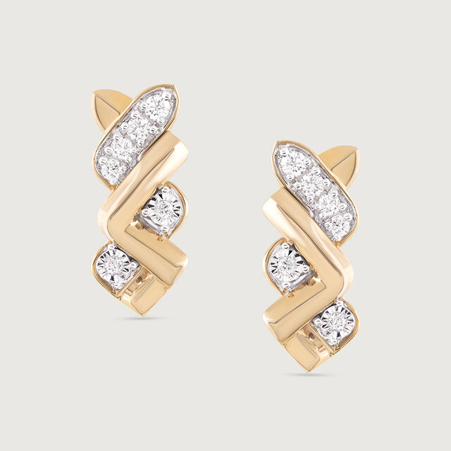 Basketry Spark Gold and Diamond Stud Earrings,,hi-res image number null