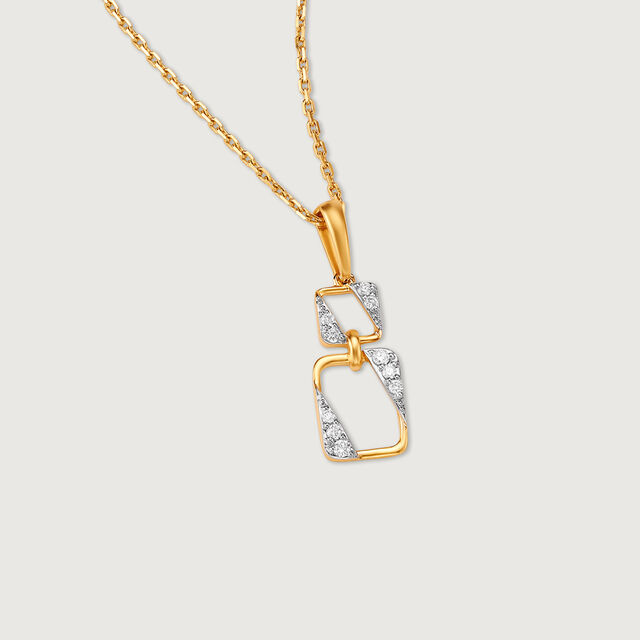 Contemporary Square Gold & Diamond Pendant,,hi-res image number null