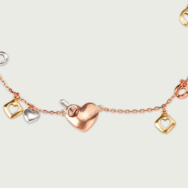 14KT Golden Trio of Hearts Bracelet,,hi-res image number null