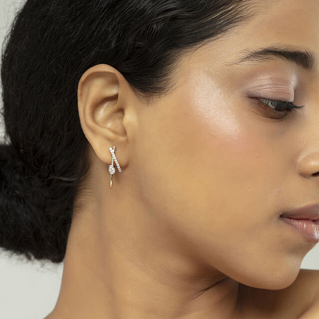 Radiant Spark Gold & Diamond Hoop Earrings,,hi-res image number null