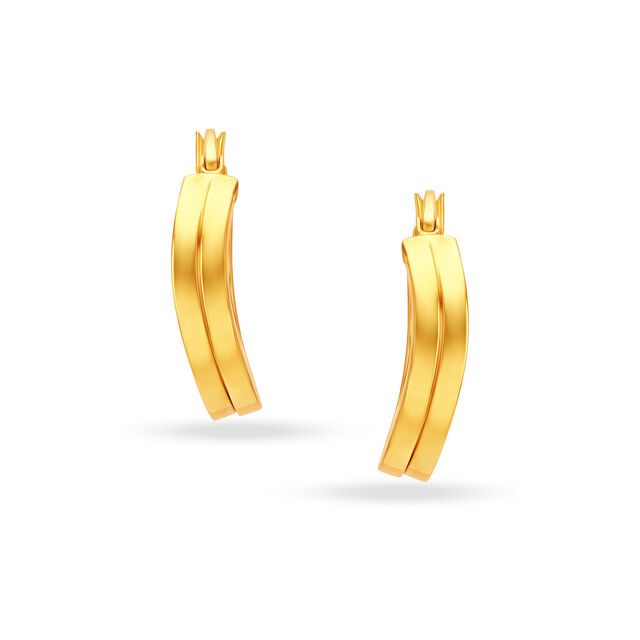 22KT Yellow Gold Subtle Glamorous Hoop Earrings,,hi-res image number null