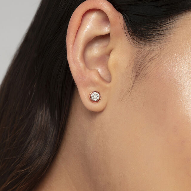 Cluster Beauty Gold & Diamond Stud Earrings,,hi-res image number null