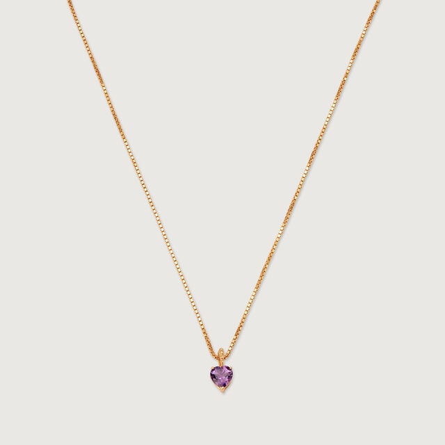 Heart of Amethyst 14 Kt Gold Chain and Pendant,,hi-res image number null