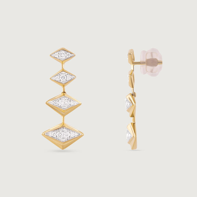 Disco Beat Gold & Diamond Drop Earrings,,hi-res image number null