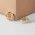 Geometric Chic Gold & Diamond Hoop Earrings,,hi-res view 1