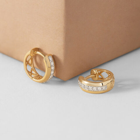 Geometric Chic Gold & Diamond Hoop Earrings