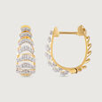 Chevron Shine Gold & Diamond Hoop Earrings,,hi-res view 4