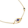 14KT Yellow White Gold Multi Charm Evil Eye Bracelet,,hi-res view 2