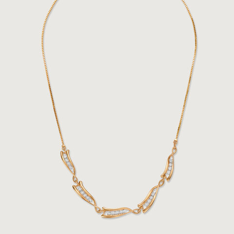 Elegant Rivulet 14 Kt Gold & Diamond Necklace