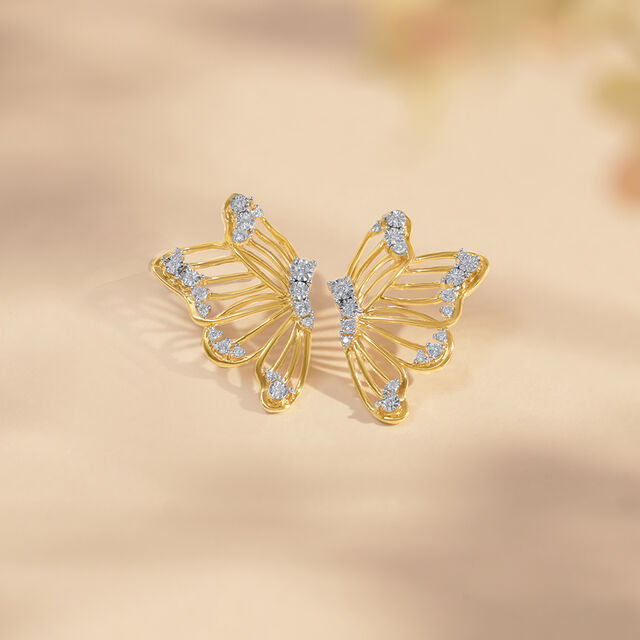 Butterfly Whisper Diamond Stud Earrings,,hi-res image number null