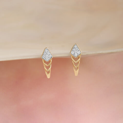 Chevron Grace Gold & Diamond Stud Earrings