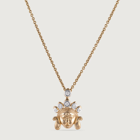 Maa Durga Gold and Diamond Pendant