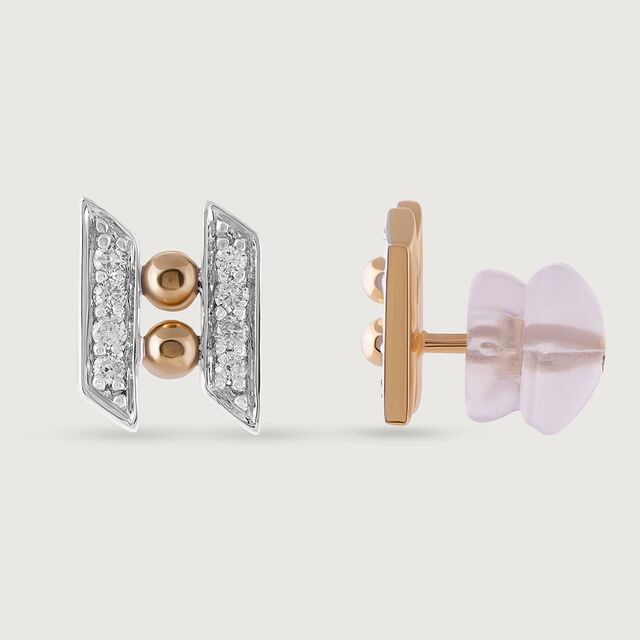 Zigzag Radiance Gold & Diamond Stud Earrings,,hi-res image number null